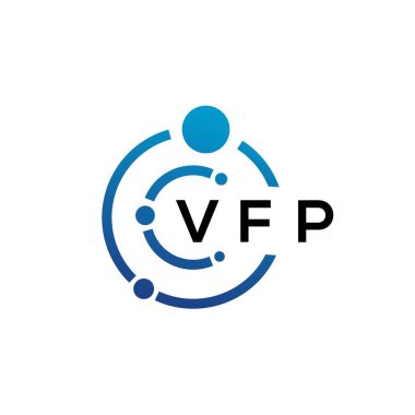 Beyaz arka planda VFP harfli teknoloji logosu tasarımı. VFP yaratıcı baş harfleri IT logosu konsepti. VFP harf tasarımı.