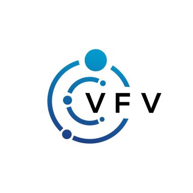 Beyaz arka planda VFV harfli teknoloji logosu tasarımı. VFV yaratıcı harflerin baş harfleri IT logosu kavramı. VFV harf tasarımı.