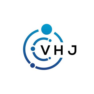 Beyaz arka planda VHJ harfli teknoloji logosu tasarımı. VHJ yaratıcı harflerin baş harfleri IT logosu kavramı. VHJ harf tasarımı.