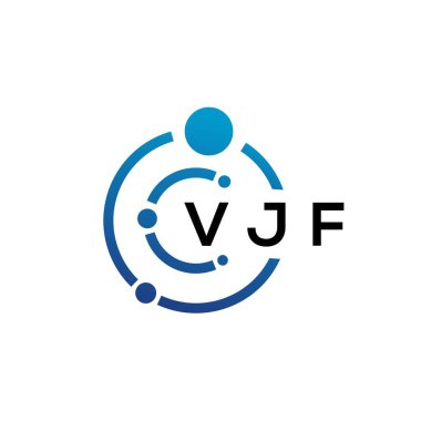 Beyaz arka planda VJF mektup teknolojisi logosu tasarımı. VJF yaratıcı baş harfleri IT logosu konsepti. VJF harf tasarımı.