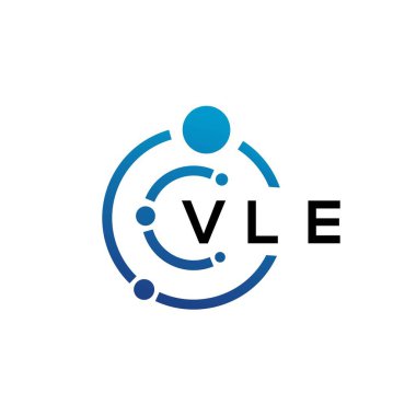 Beyaz arka planda VLE harfli teknoloji logosu tasarımı. VLE yaratıcı baş harfleri IT logosu konsepti. VLE harf tasarımı.