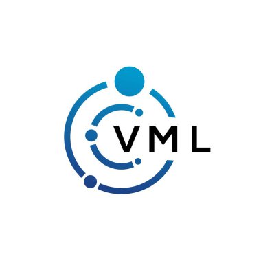 Beyaz arka planda VML mektup teknolojisi logosu tasarımı. VML yaratıcı baş harfleri IT logosu konsepti. VML harf tasarımı.