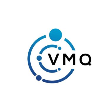 Beyaz arka planda VMQ harfli teknoloji logosu tasarımı. VMQ yaratıcı baş harfleri IT logosu konsepti. VMQ harf tasarımı.