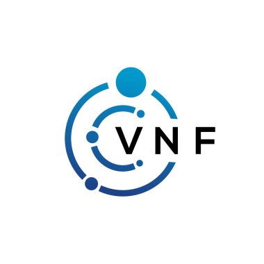 Beyaz arka planda VNF mektup teknolojisi logosu tasarımı. VNF yaratıcı baş harfleri IT logosu konsepti. VNF harf tasarımı.