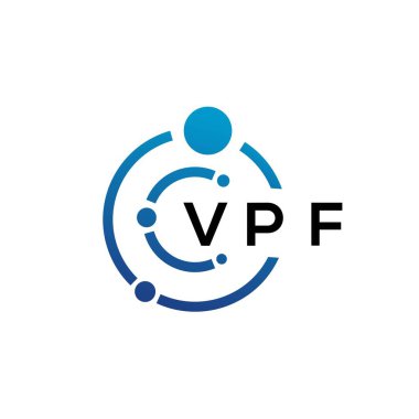 Beyaz arka planda VPF mektup teknolojisi logosu tasarımı. VPF yaratıcı baş harfleri IT logosu konsepti. VPF harf tasarımı.