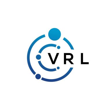 Beyaz arka planda VRL mektup teknolojisi logosu tasarımı. VRL yaratıcı baş harfleri IT logosu konsepti. VRL harf tasarımı.