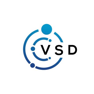 Beyaz arka planda VSD harfli teknoloji logosu tasarımı. VSD yaratıcı harflerin baş harfleri IT logosu. VSD harf tasarımı.