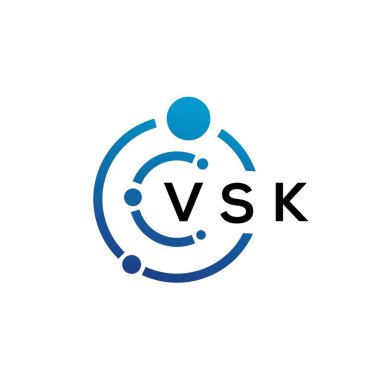Beyaz arka planda VSK harfli teknoloji logosu tasarımı. VSK yaratıcı harflerin baş harfleri IT logosu kavramı. VSK harf tasarımı.