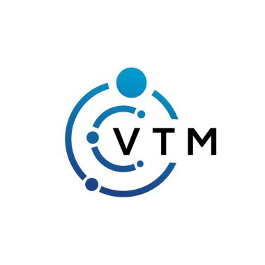 Beyaz arka planda VTM mektup teknolojisi logosu tasarımı. VTM yaratıcı harflerin baş harfleri IT logosu kavramı. VTM harf tasarımı.