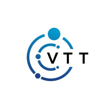 Beyaz arka planda VTT harfli teknoloji logosu tasarımı. VTT yaratıcı baş harfleri IT logosu konsepti. VTT harf tasarımı.