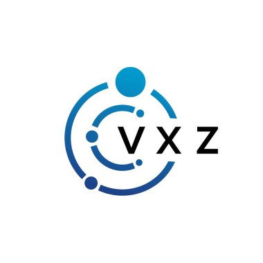 Beyaz arka planda VXZ harfli teknoloji logosu tasarımı. VXZ yaratıcı baş harfleri IT logosu konsepti. VXZ harf tasarımı.