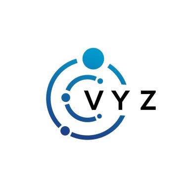 Beyaz arka planda VYZ harfli teknoloji logosu tasarımı. VYZ yaratıcı harflerin baş harfleri IT logosu kavramı. VYZ harf tasarımı.
