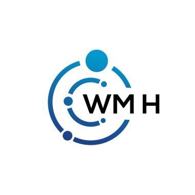 Beyaz arka planda WMH harfli teknoloji logosu tasarımı. WMH yaratıcı baş harfleri IT logosu konsepti. WMH harf tasarımı.