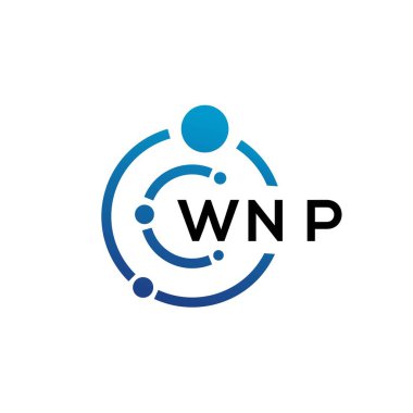 Beyaz arka planda WNP harfli teknoloji logosu tasarımı. WNP yaratıcı baş harfleri IT logosu konsepti. WNP harf tasarımı.