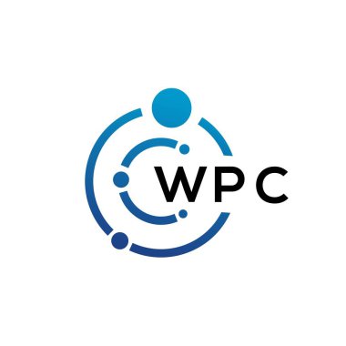 Beyaz arka planda WPC harfli teknoloji logosu tasarımı. WPC yaratıcı baş harfleri IT logosu konsepti. WPC harf tasarımı.
