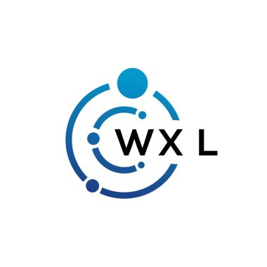 Beyaz arka planda WXL harfli teknoloji logosu tasarımı. WXL yaratıcı baş harfleri IT logosu konsepti. WXL harf tasarımı.