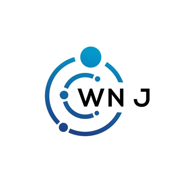 Wnj Letter Technology Logo Design White Background Wnj Creative Initials — ストックベクタ