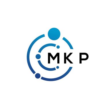 Beyaz arka planda MKP harfli teknoloji logosu tasarımı. MKP yaratıcı harflerin baş harfleri IT logosu konsepti. MKP harf tasarımı.