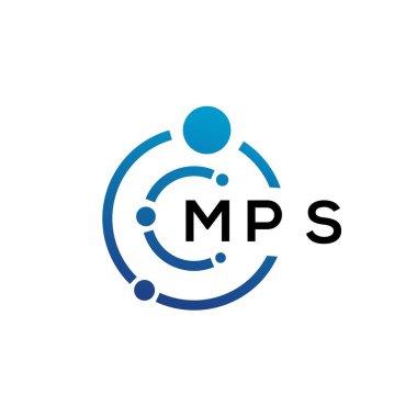 Beyaz arka planda MPS harfli teknoloji logosu tasarımı. MPS yaratıcı baş harfleri IT logosu konsepti. MPS harf tasarımı.