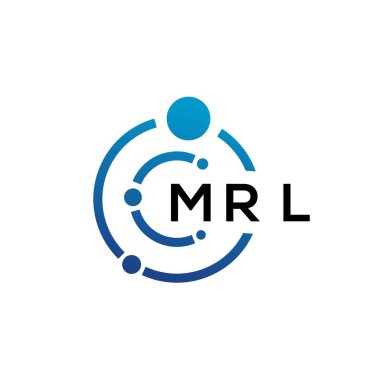 Beyaz arka planda MRL harfli teknoloji logosu tasarımı. MRL yaratıcı baş harfleri IT logosu konsepti. MRL harf tasarımı.