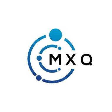 Beyaz arka planda MXQ harfli teknoloji logosu tasarımı. MXQ yaratıcı baş harfleri IT logosu konsepti. MXQ harf tasarımı.