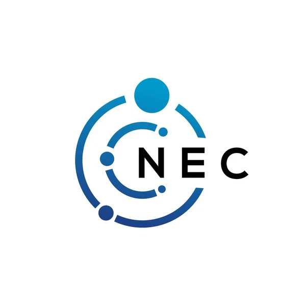 Nec Carta Tecnologia Logotipo Design Fundo Branco Nec Iniciais Criativas — Vetor de Stock