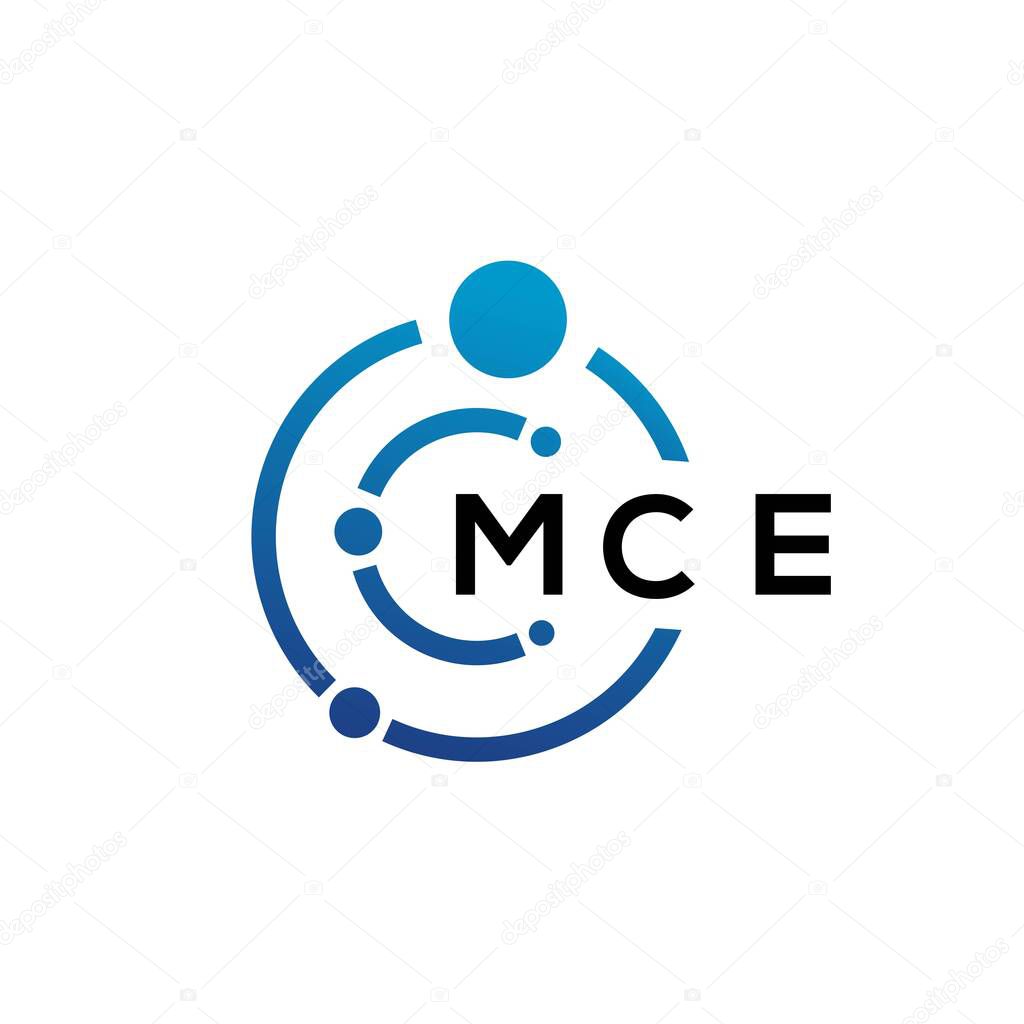 MCE letter technology logo design on white background. MCE creative initials letter IT logo concept. MCE letter design.