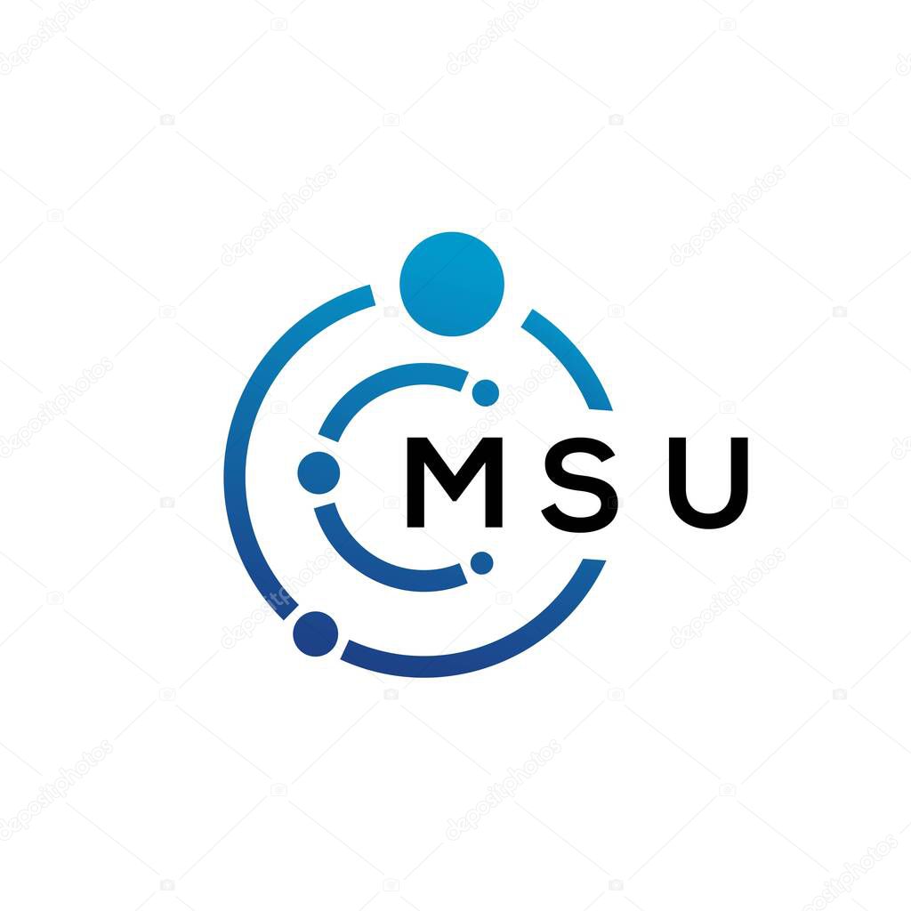 MSU letter technology logo design on white background. MSU creative initials letter IT logo concept. MSU letter design.