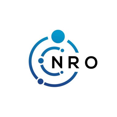 Beyaz arka planda NRO harfli teknoloji logosu tasarımı. NRO yaratıcı harflerin baş harfleri IT logosu konsepti. NRO harf tasarımı.