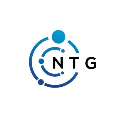 Beyaz arka planda NTG harfli teknoloji logosu tasarımı. NTG yaratıcı harflerin baş harfleri IT logosu konsepti. NTG harf tasarımı.