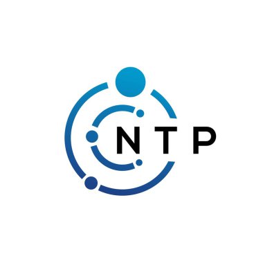 Beyaz arka planda NTP harfli teknoloji logosu tasarımı. NTP yaratıcı baş harfleri IT logosu konsepti. NTP harf tasarımı.