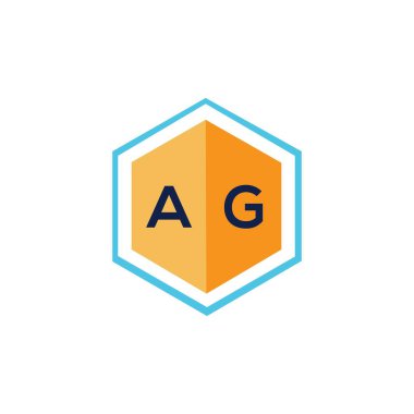 Beyaz arka planda AG harfi logo tasarımı. AG yaratıcı harfler logosu konsepti. AG harf tasarımı.