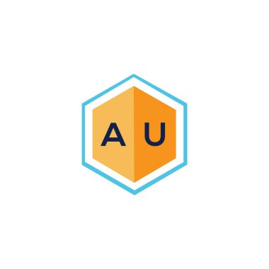 Beyaz arka planda AU harfi logo tasarımı. AU yaratıcı harfler logosu konsepti. AU harf tasarımı.