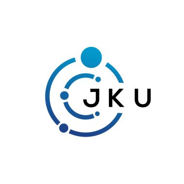 Beyaz arka planda JKU mektup teknolojisi logosu tasarımı. JKU yaratıcı harflerin baş harfleri IT logosu kavramı. JKU harf tasarımı.