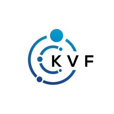 Beyaz arka planda KVF harfli teknoloji logosu tasarımı. KVF yaratıcı harflerin baş harfleri IT logosu konsepti. KVF harf tasarımı.