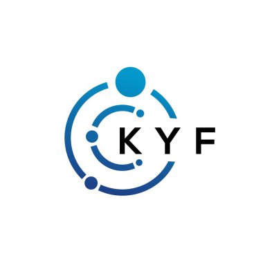 Beyaz arka planda KYF harfli teknoloji logosu tasarımı. KYF 'nin baş harfleri IT logosu konsepti. KYF harf tasarımı.