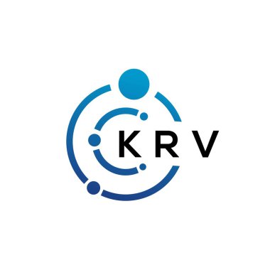 Beyaz arka planda KRV harfli teknoloji logosu tasarımı. KRV yaratıcı harflerin baş harfleri IT logosu kavramı. KRV harf tasarımı.