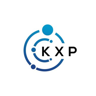 Beyaz arkaplanda KXP harfli teknoloji logosu tasarımı. KXP yaratıcı baş harfleri IT logosu konsepti. KXP harf tasarımı.