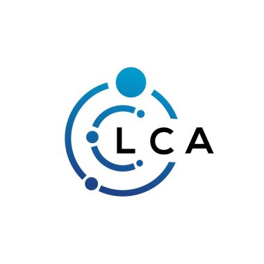 Beyaz arka planda LCA harfli teknoloji logosu tasarımı. LCA yaratıcı baş harfleri IT logosu konsepti. LCA harf tasarımı.