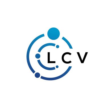 Beyaz arka planda LCV harfli teknoloji logosu tasarımı. LCV yaratıcı harflerin baş harfleri IT logosu kavramı. LCV harf tasarımı.