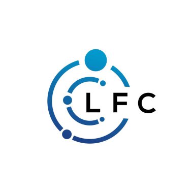 Beyaz arka planda LFC harfli teknoloji logosu tasarımı. LFC yaratıcı harflerin baş harfleri IT logosu kavramı. LFC harf tasarımı.