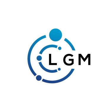 Beyaz arka planda LGM mektup teknolojisi logosu tasarımı. LGM yaratıcı harflerin baş harfleri IT logosu kavramı. LGM harf tasarımı.