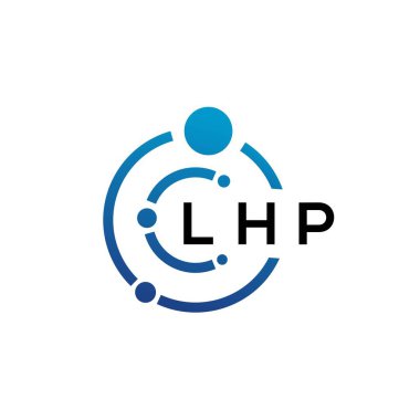 Beyaz arka planda LHP harfli teknoloji logosu tasarımı. LHP yaratıcı baş harfleri IT logosu konsepti. LHP harf tasarımı.