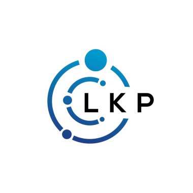 Beyaz arka planda LKP harfli teknoloji logosu tasarımı. LKP yaratıcı baş harfleri IT logosu konsepti. LKP harf tasarımı.