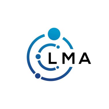 Beyaz arka planda LMA mektup teknolojisi logosu tasarımı. LMA yaratıcı baş harfleri IT logosu konsepti. LMA harf tasarımı.