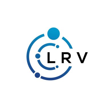 Beyaz arka planda LRV harfli teknoloji logosu tasarımı. LRV yaratıcı harflerin baş harfleri IT logosu kavramı. LRV harf tasarımı.