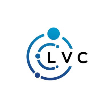 Beyaz arka planda LVC harfli teknoloji logosu tasarımı. LVC yaratıcı harflerin baş harfleri IT logo konsepti. LVC harf tasarımı.