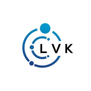Beyaz arka planda LVK harfli teknoloji logosu tasarımı. LVK yaratıcı harflerin baş harfleri IT logosu kavramı. LVK harf tasarımı.