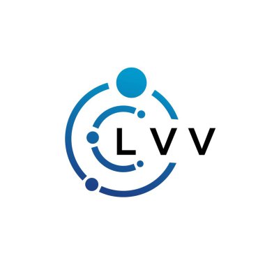 Beyaz arka planda LVV harfli teknoloji logosu tasarımı. LVV yaratıcı harflerin baş harfleri IT logosu. LVV harf tasarımı.