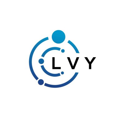 Beyaz arka planda LVY harfli teknoloji logosu tasarımı. LVY yaratıcı harflerin baş harfleri IT logosu kavramı. LVY harf tasarımı.